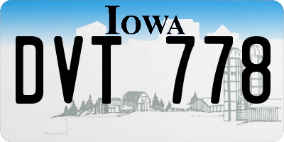 IA license plate DVT778