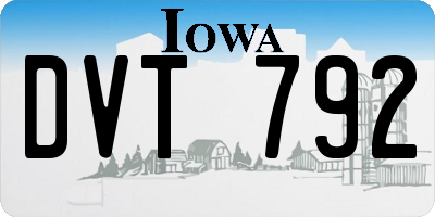 IA license plate DVT792