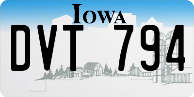 IA license plate DVT794
