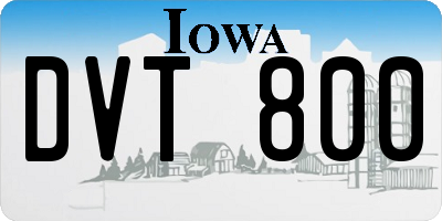 IA license plate DVT800