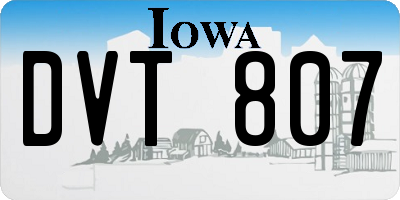 IA license plate DVT807