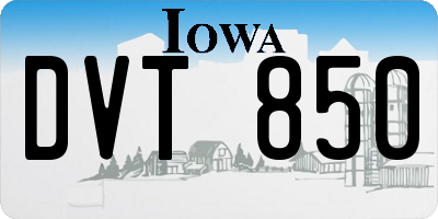 IA license plate DVT850