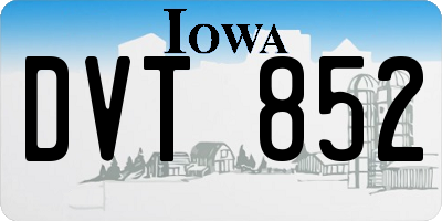 IA license plate DVT852
