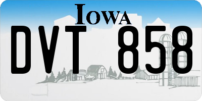 IA license plate DVT858