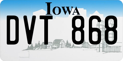 IA license plate DVT868