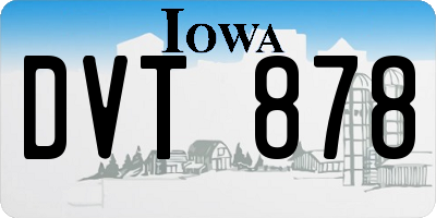 IA license plate DVT878