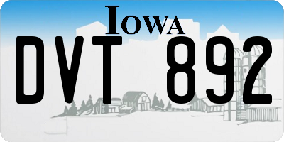 IA license plate DVT892