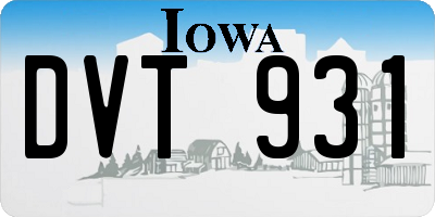 IA license plate DVT931