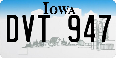 IA license plate DVT947
