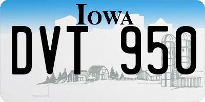 IA license plate DVT950