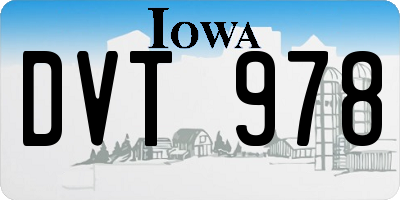 IA license plate DVT978