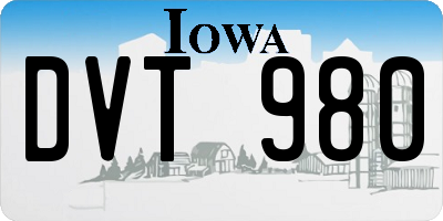 IA license plate DVT980