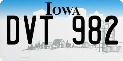 IA license plate DVT982