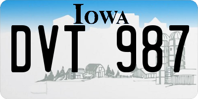 IA license plate DVT987