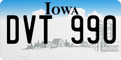 IA license plate DVT990