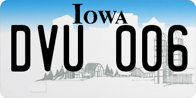 IA license plate DVU006