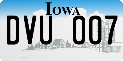 IA license plate DVU007