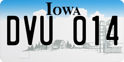 IA license plate DVU014