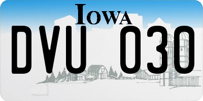IA license plate DVU030