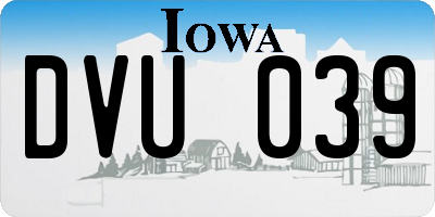 IA license plate DVU039