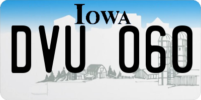 IA license plate DVU060