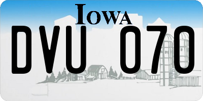 IA license plate DVU070