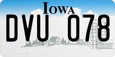 IA license plate DVU078