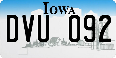 IA license plate DVU092