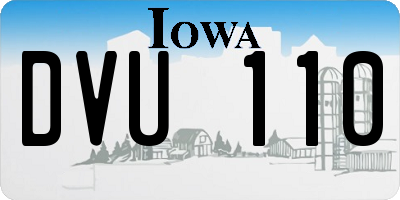IA license plate DVU110