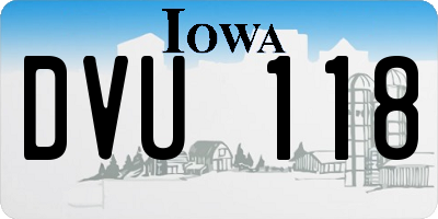 IA license plate DVU118