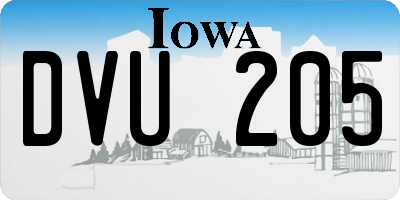 IA license plate DVU205