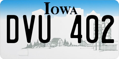 IA license plate DVU402