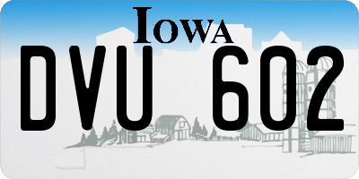 IA license plate DVU602
