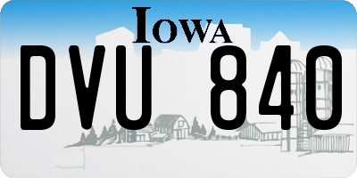 IA license plate DVU840