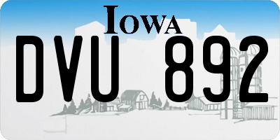 IA license plate DVU892