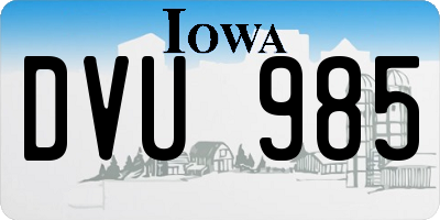 IA license plate DVU985