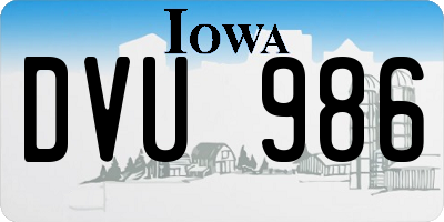 IA license plate DVU986
