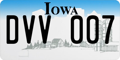 IA license plate DVV007