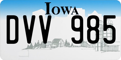 IA license plate DVV985