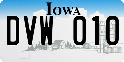 IA license plate DVW010