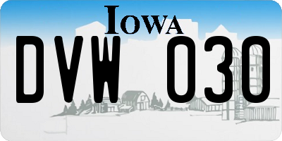 IA license plate DVW030
