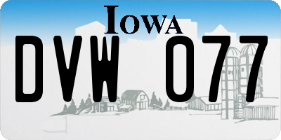 IA license plate DVW077