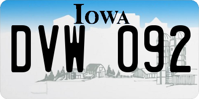 IA license plate DVW092
