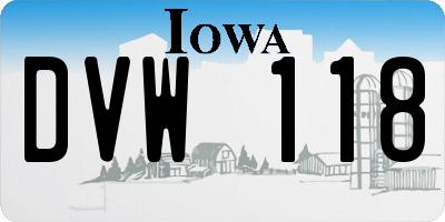 IA license plate DVW118