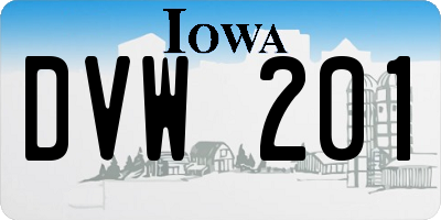 IA license plate DVW201