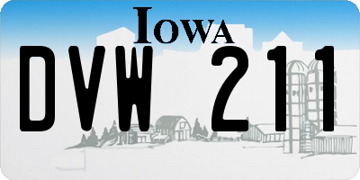 IA license plate DVW211