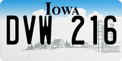 IA license plate DVW216