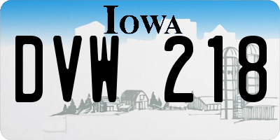 IA license plate DVW218