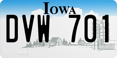 IA license plate DVW701