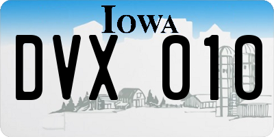 IA license plate DVX010